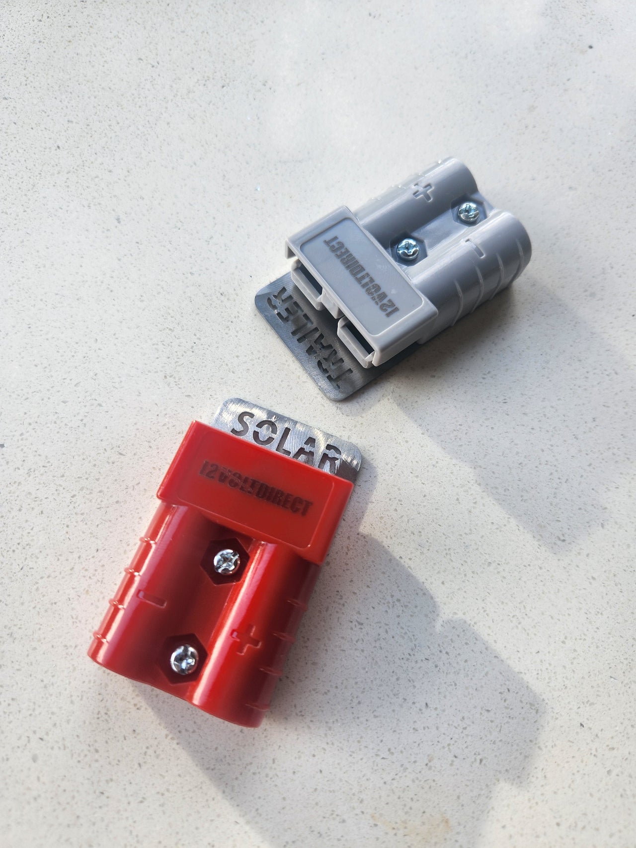 Anderson Plug Labels Stainless Steel - Aux and Solar Variant
