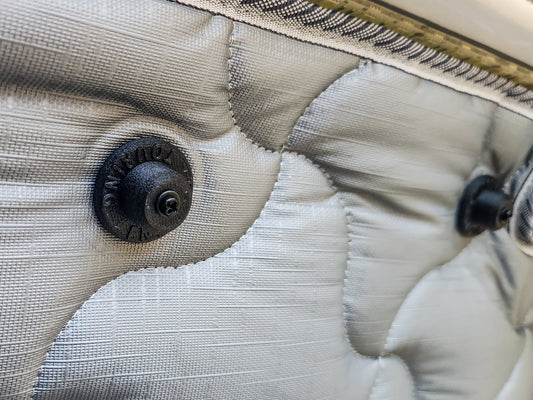 Close-up of a solar screen with a magnetic mount.